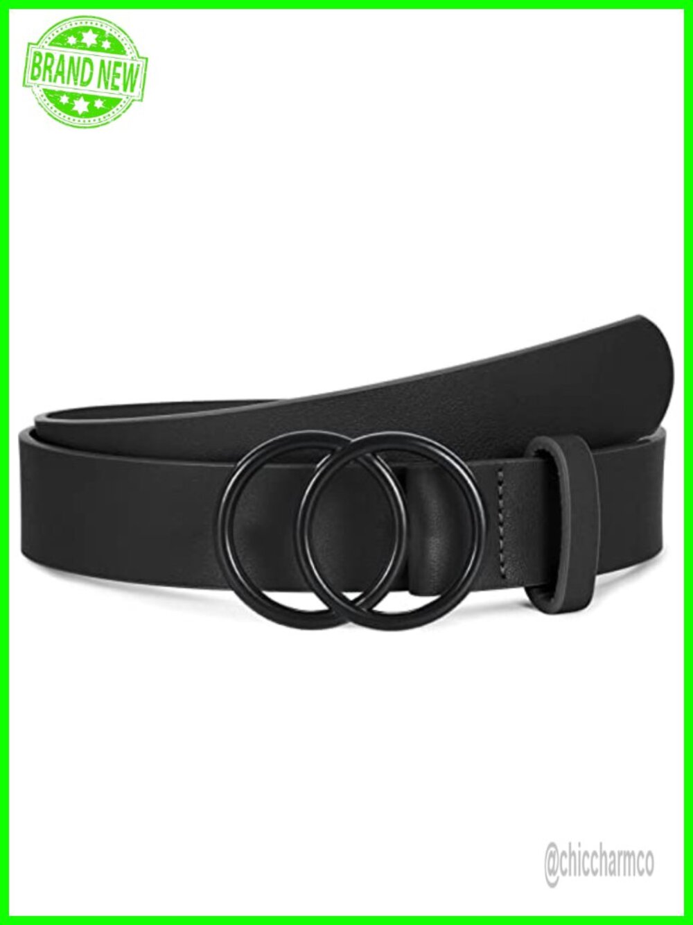 Faux Leather Belt Double O-Ring Waist Belt